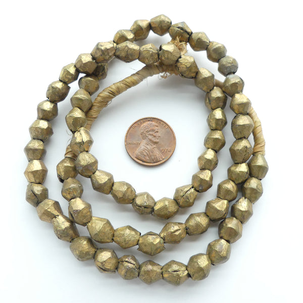 Brass, Bicones, Nigerian, 7x7mm on 20-inch Strands