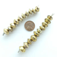 Brass, Mali Hollow Bicone Beads, 7x10mm, Set of 10