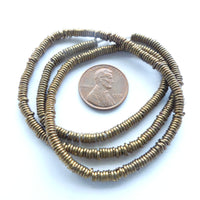 Copper Heishi From Kenya, Dark Unpolished, Mini 3mm Size, X Long Strands