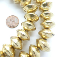 Brass, Mali Hollow Large Bicone Beads, 14x20mm, Set of 5