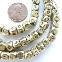 Brass, Tuareg Cornerless Cube Beads 5 to 7mm, Set of 10 Beads