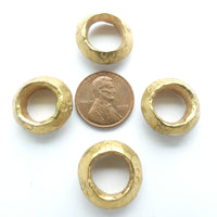 Brass, Ethiopian Hair Rings, Forged and Stamped with 3 Circle Design, Set of 4