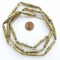 Brass, Tuareg Long Bicone Beads, 40x5mm