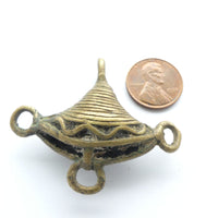 Brass, Vintage Lost Wax Cast Pendant with Three Loops, 40x47mm