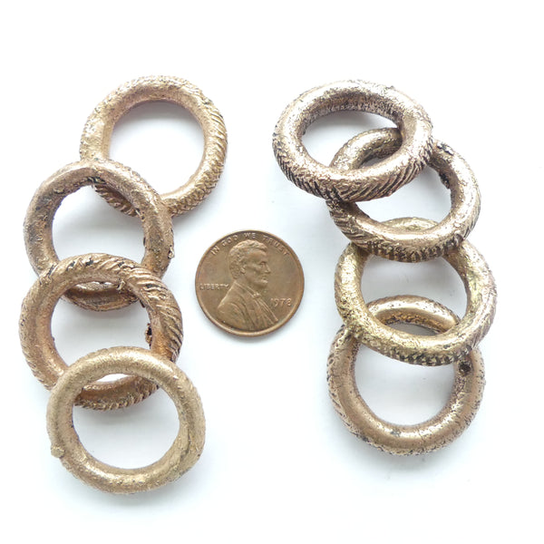 Brass, New Textured Ring from Ghana, 25mm, Sold Individually