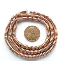 Copper Heishi from Kenya, Bright Shiny 3mm Size on X-Long Strands