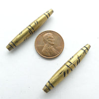 Brass, Tuareg Elongated Bicones, 40x6mm, Sold Individually