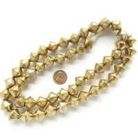 Brass, Mali Hollow Bicone Beads, 15x16mm, 29" Strand