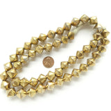 Brass, Mali Hollow Bicone Beads, 15x15mm, Set of 6