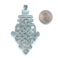 Silver (White Metal) Ethiopian Coptic Cross, Medium