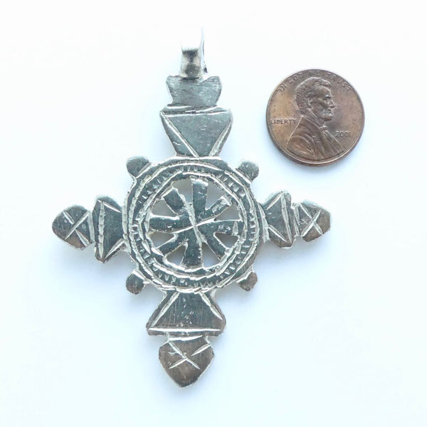 Silver (White Metal) Ethiopian Coptic Cross, Medium