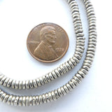 White Metal Heishi from Kenya, 4mm Size on 14-inch Strands