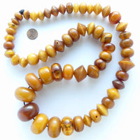 African Antique Amber, Long Strand with Many Bicone Beads