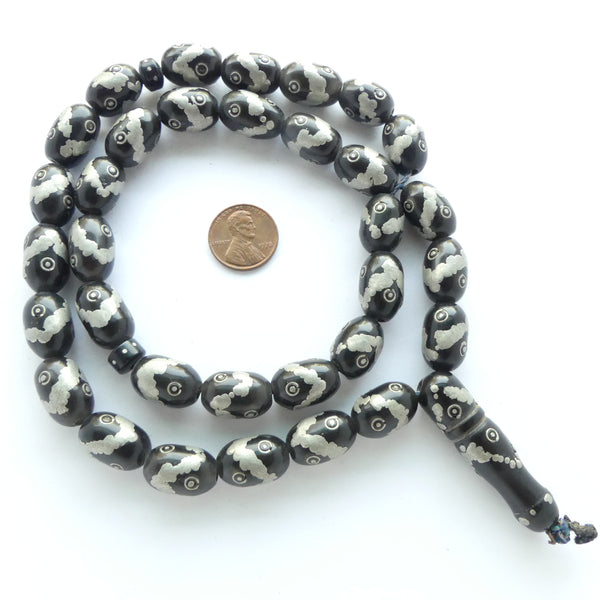 Yemeni Black Coral and Silver Prayer Strand, Vintage