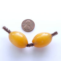 African Amber, Vintage Light Amber Opaque Ovals, 24x16, Set of 2