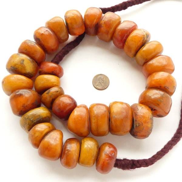 African Amber, Berber Strand 21 Inches Long with 29 Mostly Larger Beads
