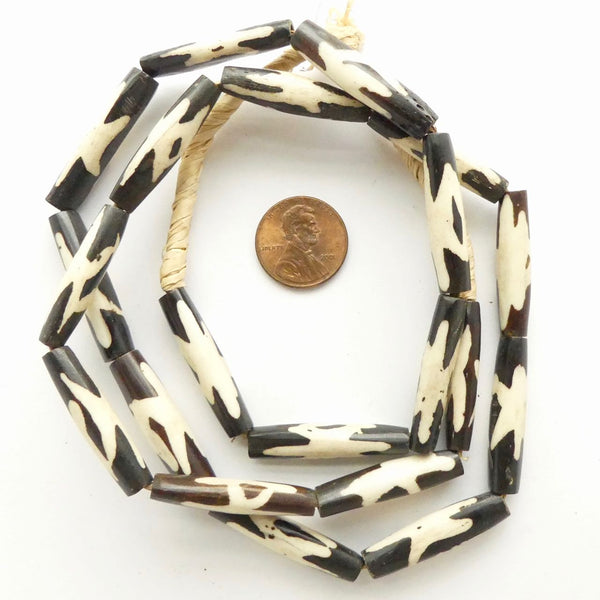 Batik Bone, Kenya Long Tubes, Batik Star (Chevron) Style