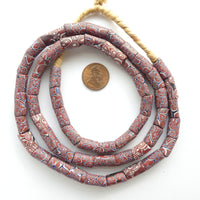 Millefiori, Red, White, and Blue Matched Strand of Small Beads