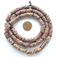 Brown Antique Venetian Lampwork Trade Bead Strand, Eye Design, 25-Inch Strand