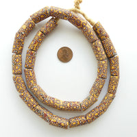 Millefiori, Antique Venetian Trade Beads, Matched Strand, Amber & Brick Colors