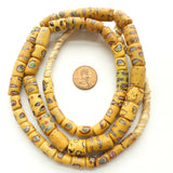 Amber Color Antique Venetian Lampoworked Trade Beads, 26-inch Strand