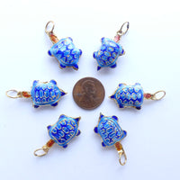 Cloisonne Turtles, Light and Dark Blues, 15mm wide, Sold Individually