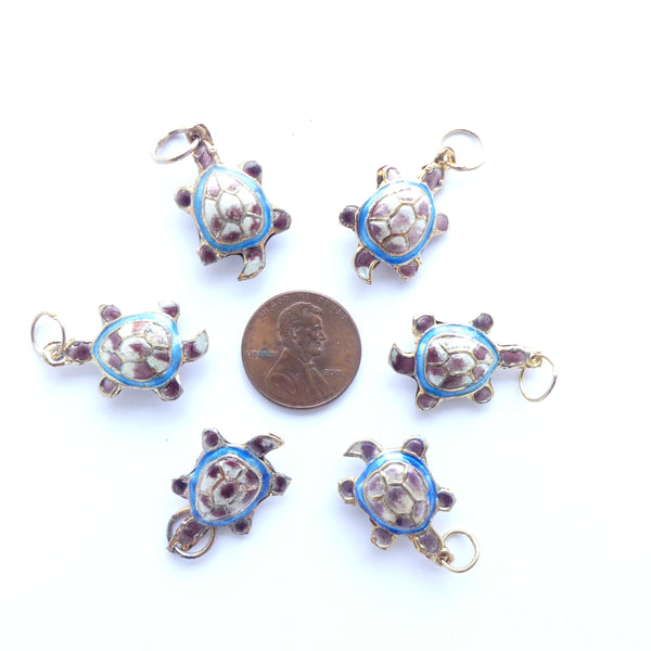 Cloisonne Turtle, Lavender and Blue, Sold Individually
