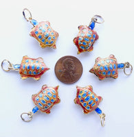 Cloisonne Turtle, Copper and Turquoise, Sold Individually