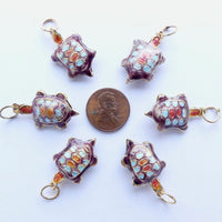 Cloisonne Turtle, Purple, Orange, Aqua