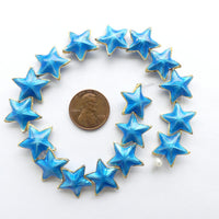 Enameled, Strand of Stars, Bright Aqua, 16mm