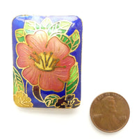 Cloisonne Flower Bead/Pendant, Rectangle 40x30mm