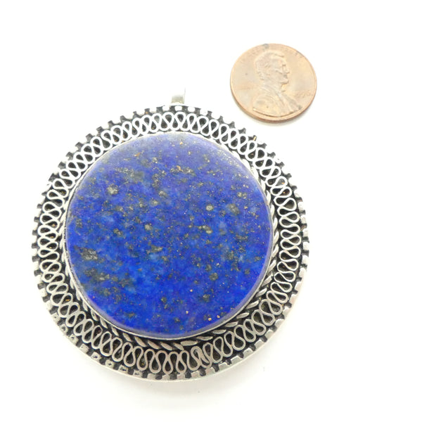 Lapis Lazuli, Pendant, Afghan Contemporary Round, 2.25 inches Diameter