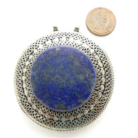 Lapis Lazuli, Pendant, Afghan, Contemporary Round , 2.5 inches Diameter