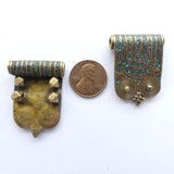 Himalayan Brass and Turquoise Inlay Pendant, 36x24mm