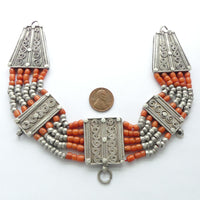 Yemeni Silver and Coral Collar, Antique