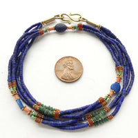 Necklace, Vintage Afghan Multi-Strand of Lapis Micro-Beads, 18-inches