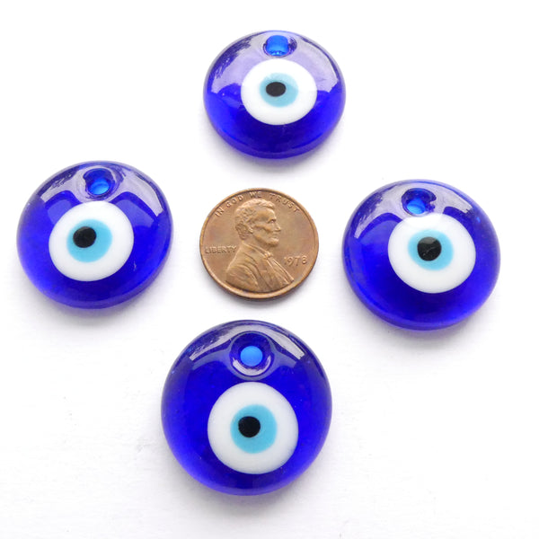 Evil Eye Protective Amulet, Glass, 25mm diameter. Sold Individually