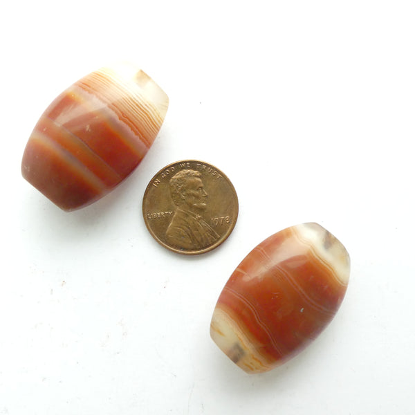 Carnelian, Flat Ovals, 30x20mm, Semi-Matte, Set of 2