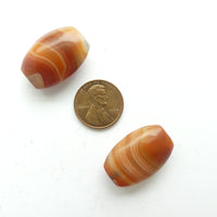 Carnelian, Flat Ovals 25x17mm, Semi-Matte, Set of 2