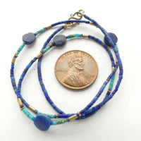 Lapis and Tuquoise Micro Beads, 1mm on 15.5-inch Strand