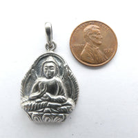 Indian Sterling Silver, Buddha Pendant 40mm