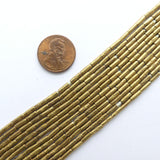 Brass, Mini Tube Beads from Thailand, 6x2mm on 28-inch Strands