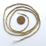 Brass, Mini Tube Beads from Thailand, 6x2mm on 28-inch Strands