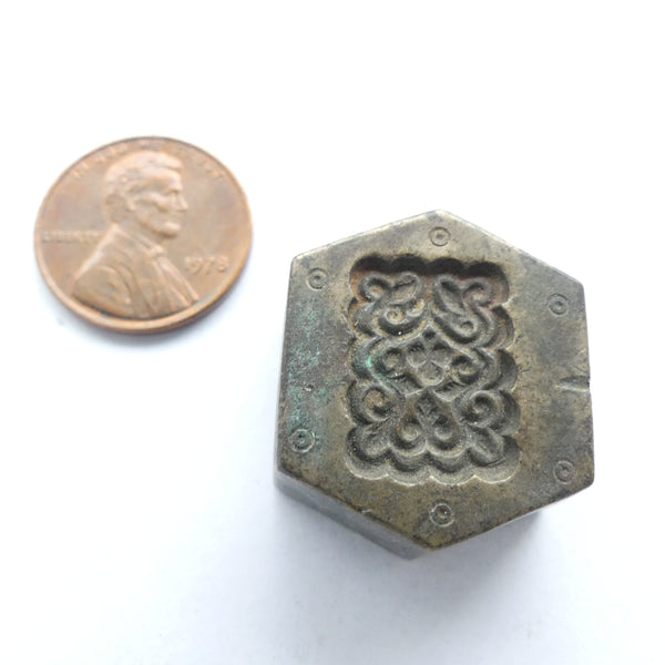 Stamping Die/Block, Antique Bronze, Geometric Design