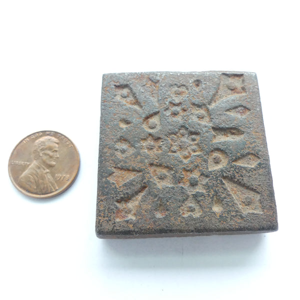 Stamping Die/Block, Antique Iron, Multiple Small Designs, 43mm