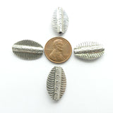 Thai Silver, Leaf Shape Engraved, 20x14mm, Sold Individually