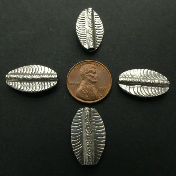 Thai Silver, Leaf Shape Engraved, 20x14mm, Sold Individually