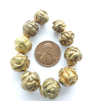 Brass, Antique Chinese Buttons Made Into Beads, Set of 10