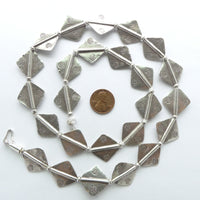 Thai Silver, Diamonds with Stylized Flower Stamping, 20x20mm, Sold Individually