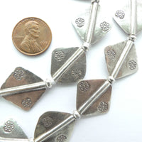 Thai Silver, Diamonds with Stylized Flower Stamping, 20x20mm, Sold Individually